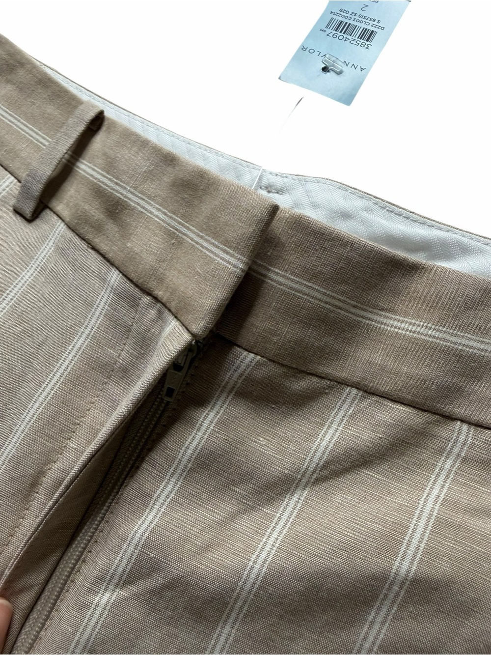 ANN‎ TAYLOR Tan White Striped Wide Leg Linen Blend Pants Women's Size 2P NWT - Picture 4 of 7